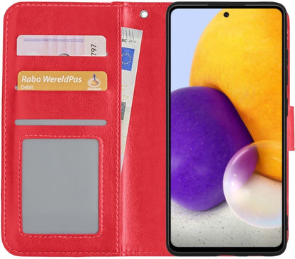 Samsung A72 5G Hoesje Bookcase Cover met Kaarthouder - Rood