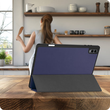 Samsung Galaxy Tab S11 Ultra Trifold Bookcase Hoes met Penhouder voor S Pen - Donkerblauw