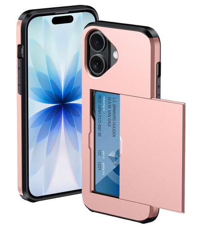 iPhone 17 Hoesje Kaarthouder Hard Case Shockproof - Rosé goud