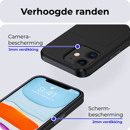 iPhone 11 Hoesje Kaarthouder Hard Case Shockproof - Zwart