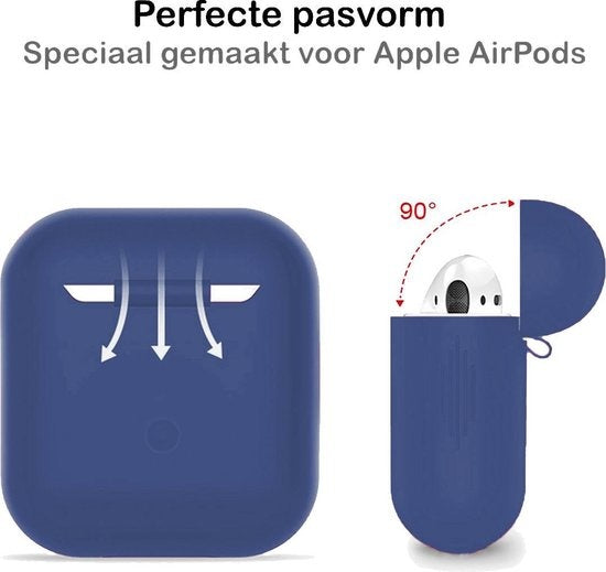 AirPods Hoesje Siliconen met Clip - Blauwgrijs