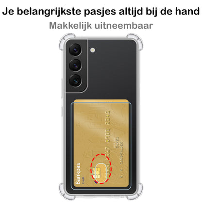 Samsung S22 Hoesje Kaarthouder Backcover Shockproof - Transparant