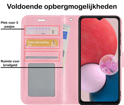 Samsung A13 4G Hoesje Bookcase Cover met Kaarthouder - Lichtroze