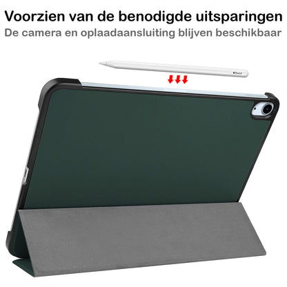 iPad Air 2022 Trifold Bookcase Hoes - Donkergroen