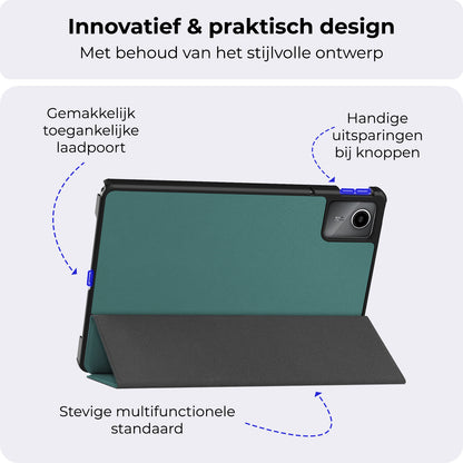 Lenovo Tab M11 Trifold Bookcase Hoes - Donkergroen