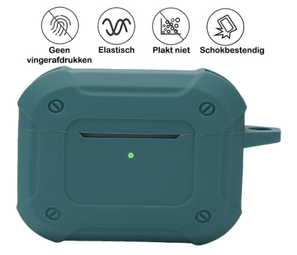 AirPods 3 Hoesje Shock Proof Case Siliconen met Clip - Donkergroen