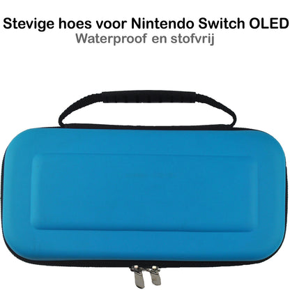 Nintendo Switch OLED Hard Cover Hoes met Spellen ruimte -Blauw
