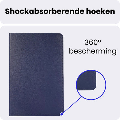 Samsung Galaxy Tab A9 Plus Trifold Bookcase Hoes 360 Graden Draaibaar - Donkerblauw
