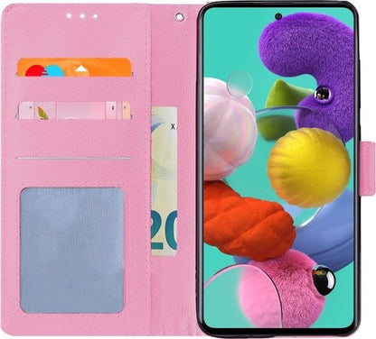 Samsung A51 Hoesje Book Case Kunstleer - Lichtroze