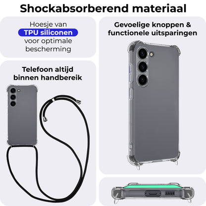 iPhone 16 Hoesje met Koord Backcover Shockproof - Transparant
