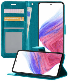 Samsung A53 Hoesje Bookcase Cover met Kaarthouder - Turquoise