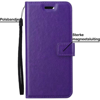 iPhone 13 Pro Max Hoesje Bookcase Cover met Kaarthouder - Paars