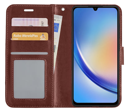 Samsung A34 Hoesje Book Case Kunstleer - Bruin