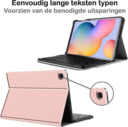 Samsung Galaxy Tab S6 Lite Hoesje Toetsenbord Case Kunstleer - Rosðð goud