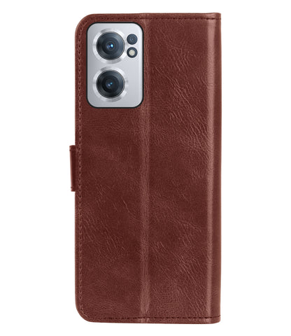 OnePlus Nord CE 2 Hoesje Bookcase Cover met Kaarthouder - Bruin