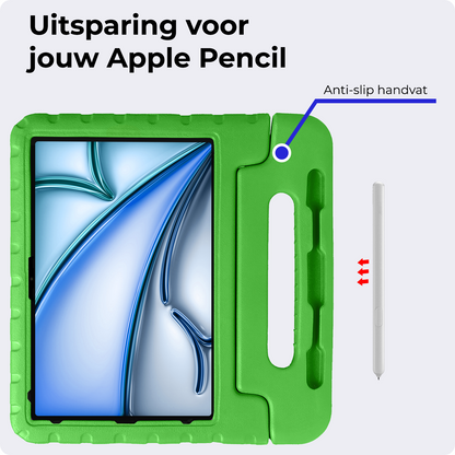 iPad Air 2024 / 2025 (13 inch) Kinderhoes Shockabsorberend Foam - Groen