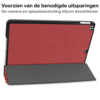 iPad 10.2 2021 Trifold Bookcase Hoes - Donkerrood