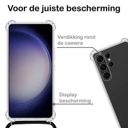 Samsung S23 Ultra Hoesje met Koord Siliconen - Transparant