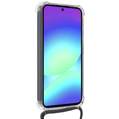 Samsung A56 Hoesje Kaarthouder met Koord Backcover Shockproof - Transparant