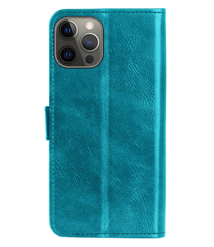 iPhone 13 Pro Max Hoesje Bookcase Cover met Kaarthouder - Turquoise