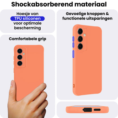 Samsung S25 Hoesje Siliconen Backcover Lichtgewicht - Perzik