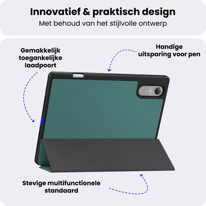 Lenovo Idea Tab Pro Gen 2 Trifold Bookcase Hoes met Penhouder Lenovo Pen - Donkergroen