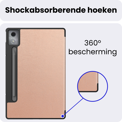 Lenovo Idea Tab Pro Trifold Bookcase Hoes - Rosé goud