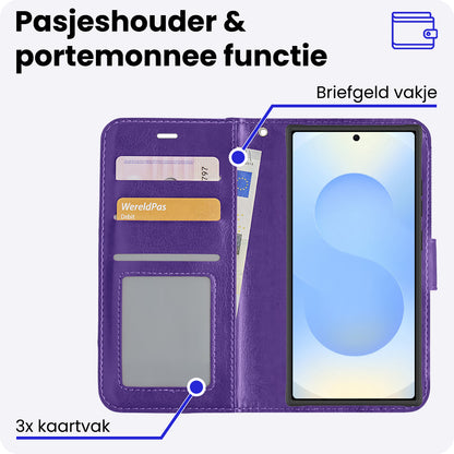 Samsung S25 Ultra Hoesje Bookcase Cover met Kaarthouder - Paars