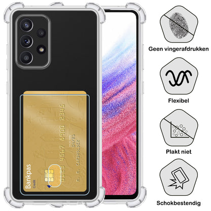 Samsung A53 Hoesje Kaarthouder Backcover Shockproof - Transparant