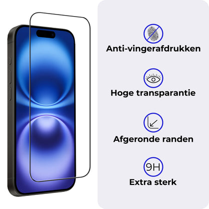 iPhone 16 Plus Screenprotector Gehard Glas - Full Screen