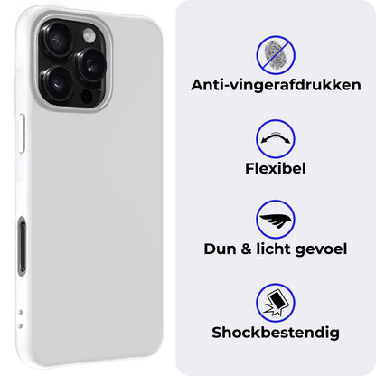 iPhone 16 Pro Max Hoesje Siliconen Backcover Lichtgewicht - Wit