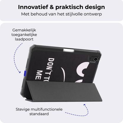 iPad Mini 7 Trifold Bookcase Hoes met Penhouder voor Apple Pen - Don't Touch Me