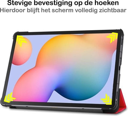 Samsung Galaxy Tab S6 Lite Trifold Bookcase Hoes - Rood