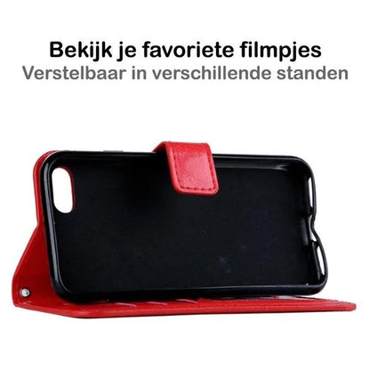 iPhone SE 2020 Hoesje Bookcase Cover met Kaarthouder - Rood