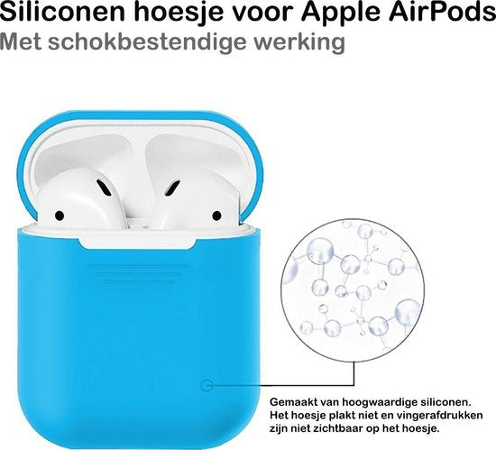 AirPods Hoesje Siliconen met Clip - Lichtblauw