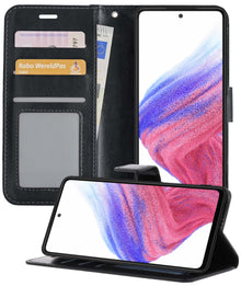 Samsung A53 Hoesje Bookcase Cover met Kaarthouder - Zwart