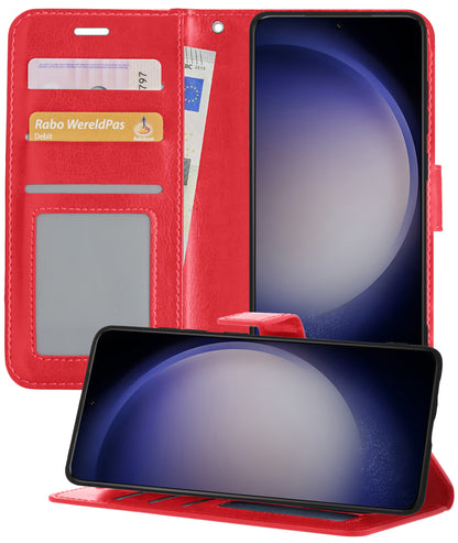 Samsung S23 Hoesje Bookcase Cover met Kaarthouder - Rood