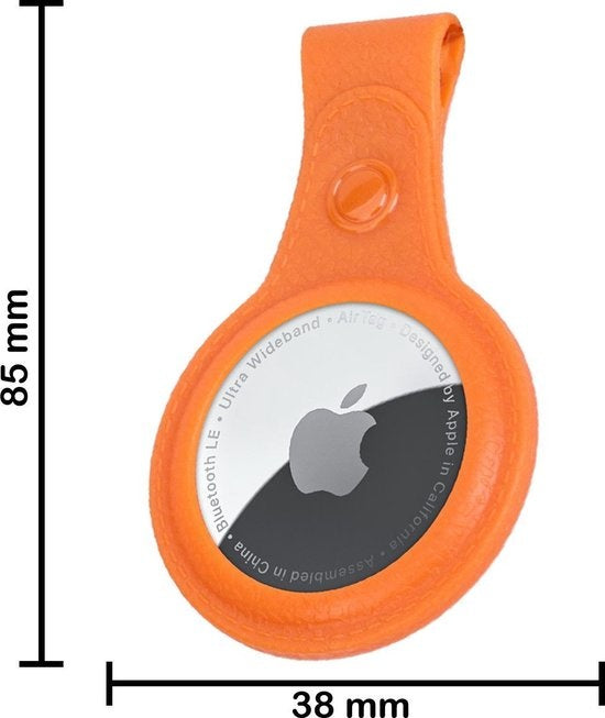 Apple AirTag Sleutelhanger Hoesje Leer - Oranje