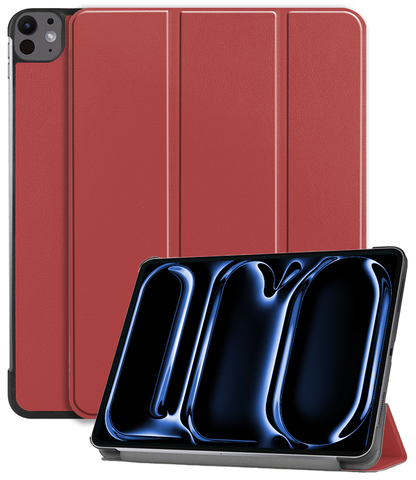 iPad Pro 2024 (11 inch) Trifold Bookcase Hoes - Donkerrood