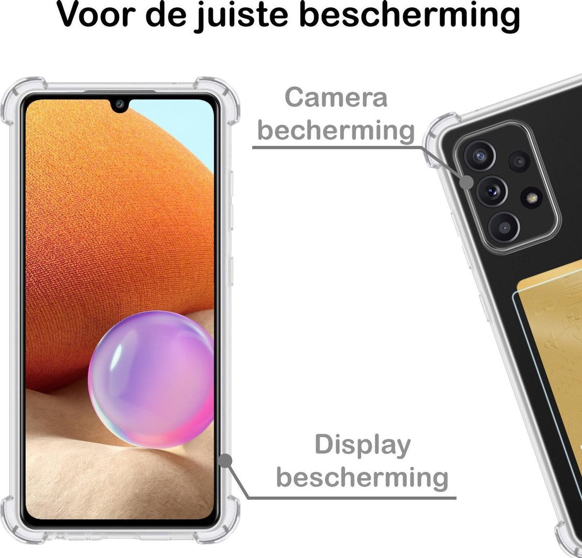 Samsung A32 5G Hoesje met Pasjeshouder Siliconen - Transparant