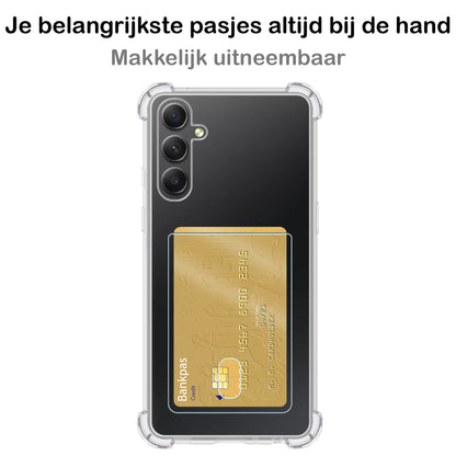 Samsung A54 Hoesje met Pasjeshouder Siliconen - Transparant