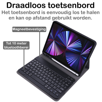 iPad Pro 2022 (11 inch) Toetsenbord Hoes met Uitneembaar toetsenbord - Zwart