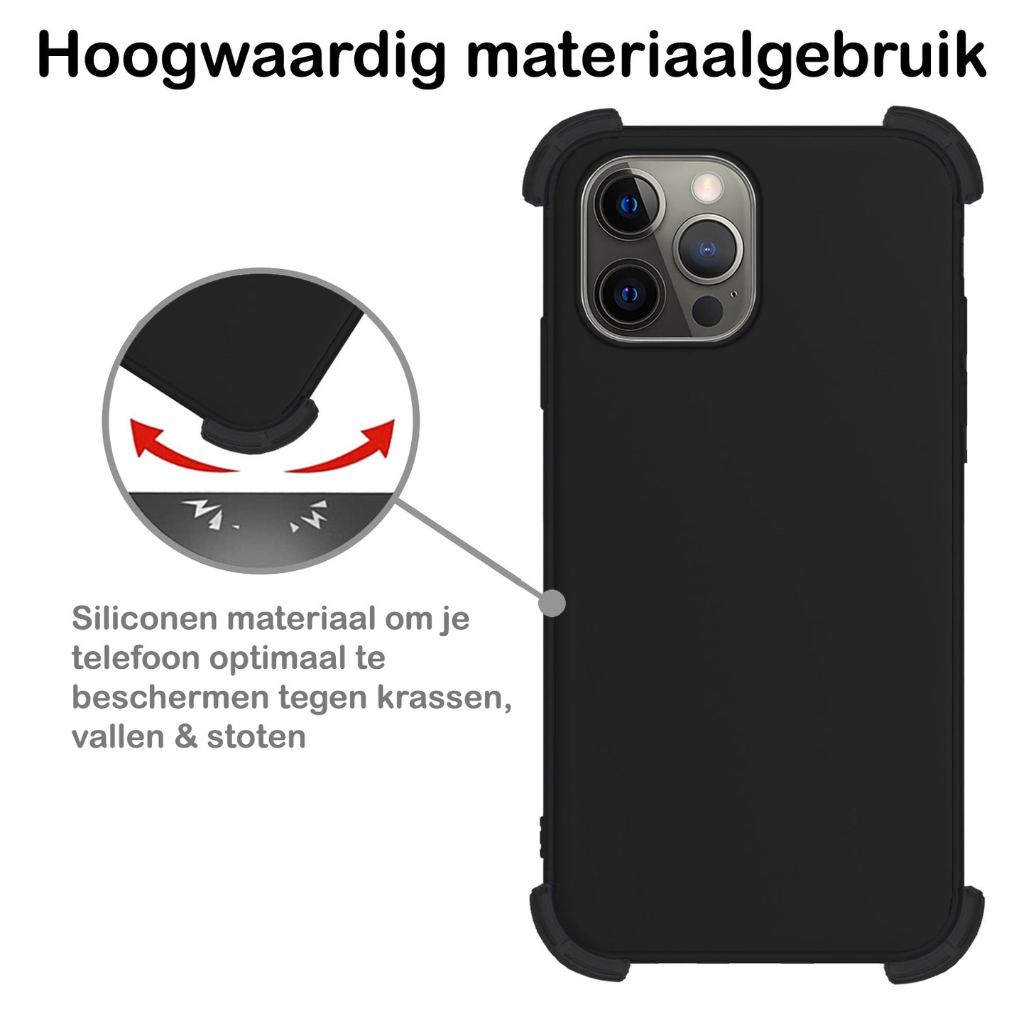 iPhone 13 Pro Max Hoesje Shock Proof Siliconen - Zwart