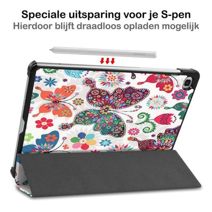 Samsung Galaxy Tab S6 Lite Trifold Bookcase Hoes - Vlinders