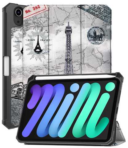 iPad Mini 7 Trifold Bookcase Hoes met Penhouder voor Apple Pen - Eiffeltoren