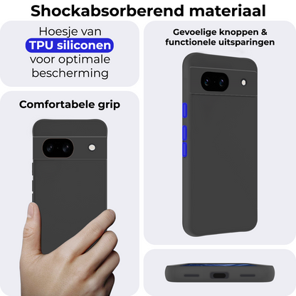 Google Pixel 8a Hoesje Siliconen Backcover Lichtgewicht - Zwart