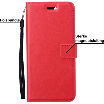 OnePlus 10 Pro Hoesje Bookcase Cover met Kaarthouder - Rood