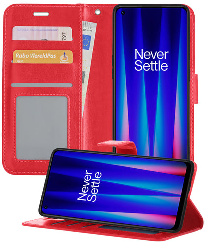 OnePlus Nord CE 2 Hoesje Bookcase Cover met Kaarthouder - Rood