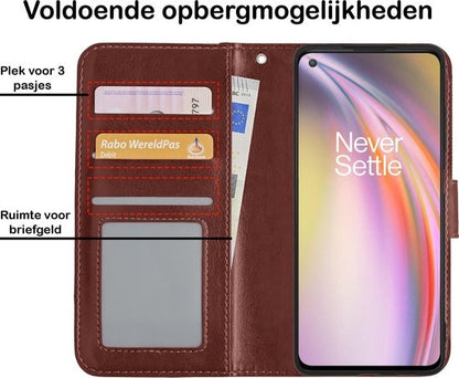 OnePlus Nord CE Hoesje Bookcase Cover met Kaarthouder - Bruin