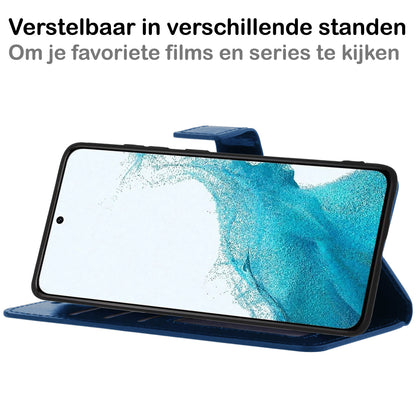 Samsung S22 Plus Hoesje Bookcase Cover met Kaarthouder - Donkerblauw